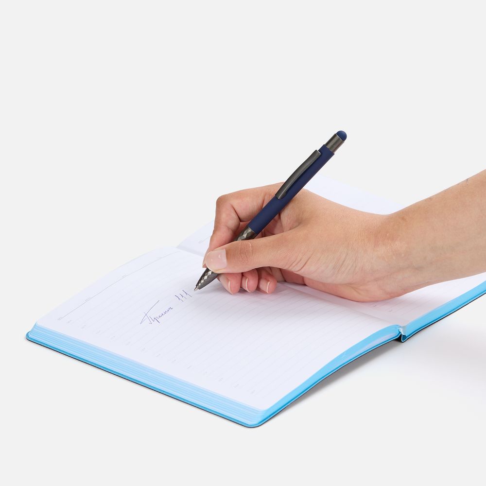 Ручка шариковая со стилусом Digit Soft Touch, синяя / Миниатюра WWW (1000)