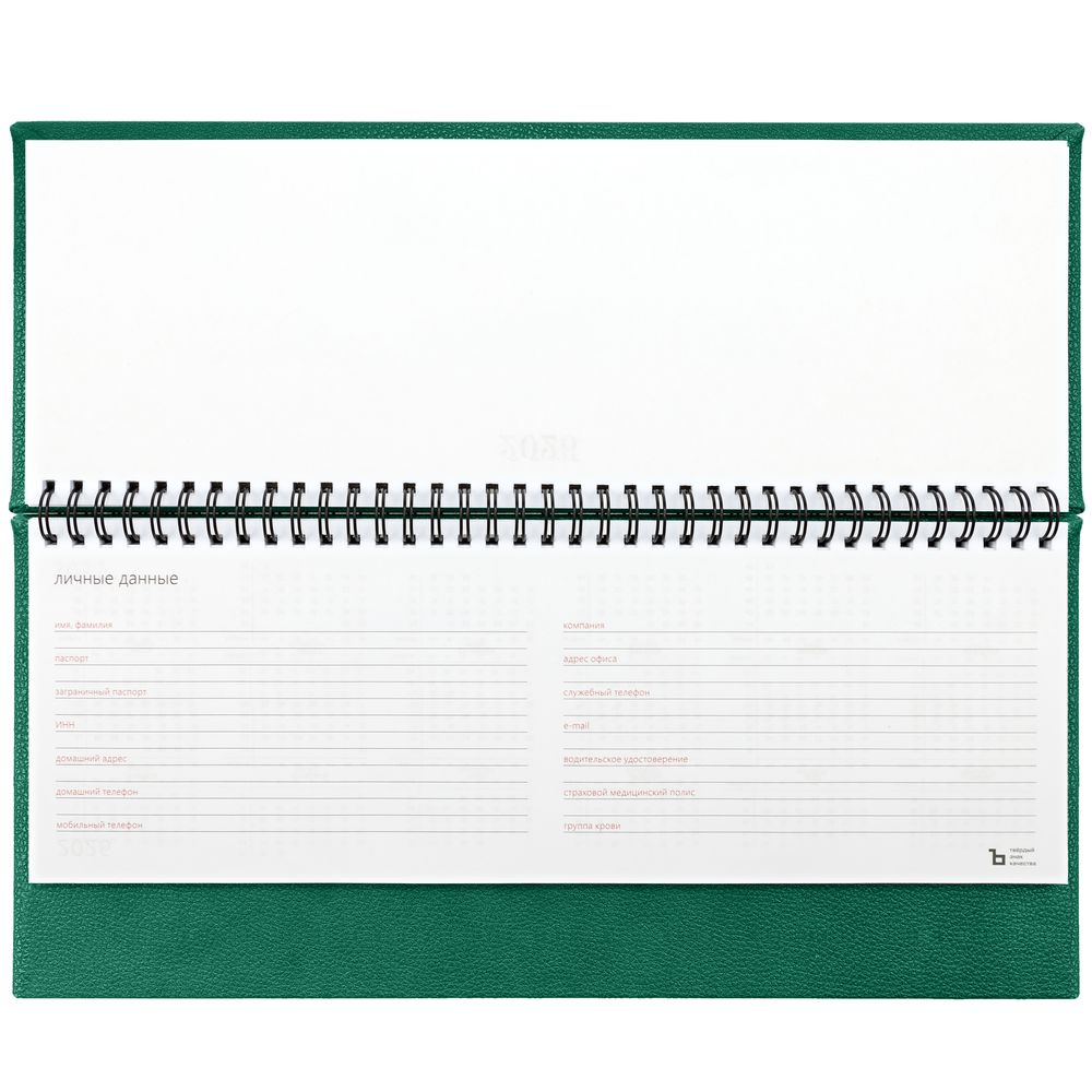 Планинг Sagrin, датированный, зеленый / Миниатюра WWW (1000)