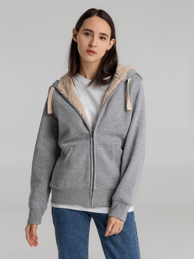 Толстовка унисекс на молнии Sherpa 280, серый меланж / Миниатюра WWW (1000)