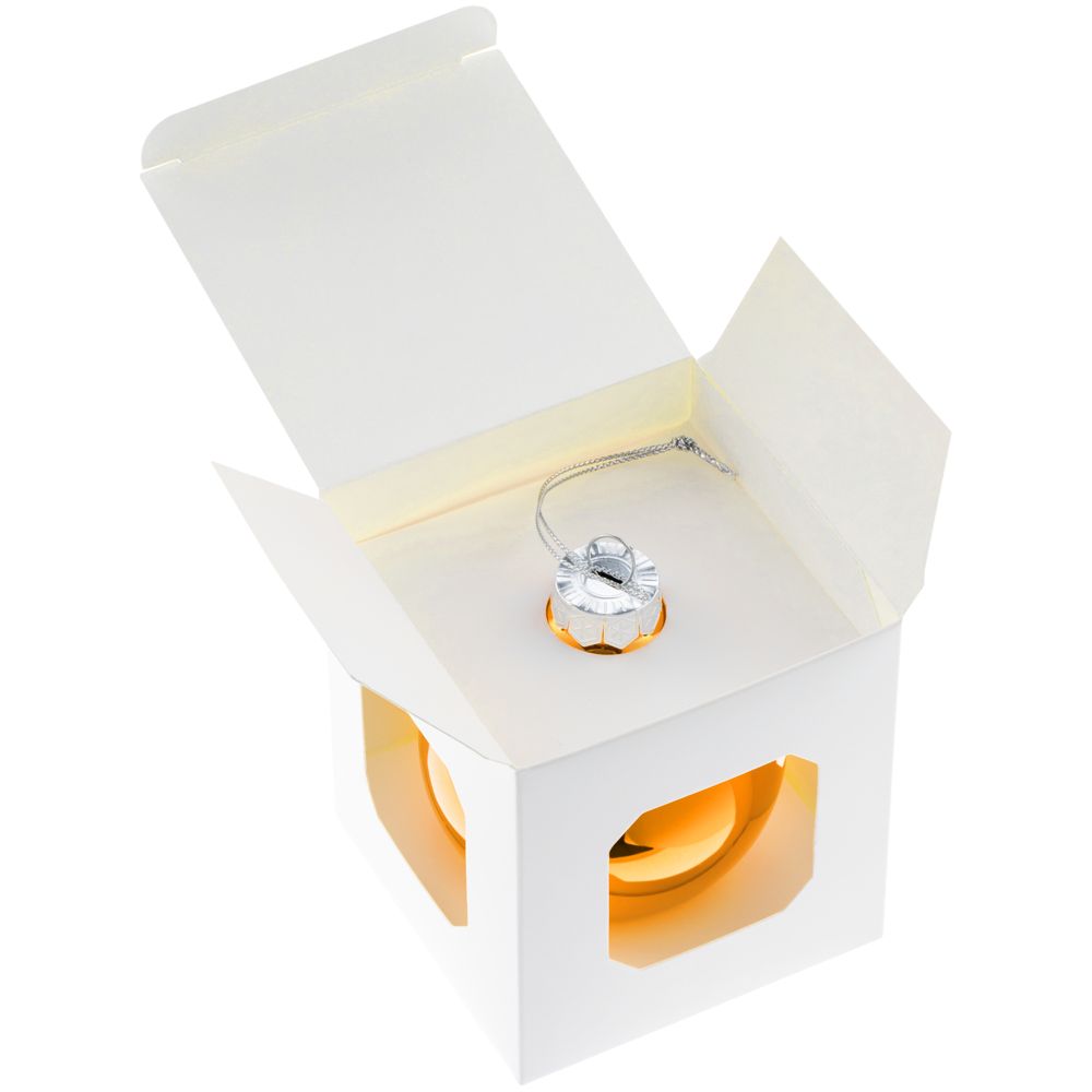 Елочный шар Finery Gloss, 8 см, глянцевый оранжевый / Миниатюра WWW (1000)