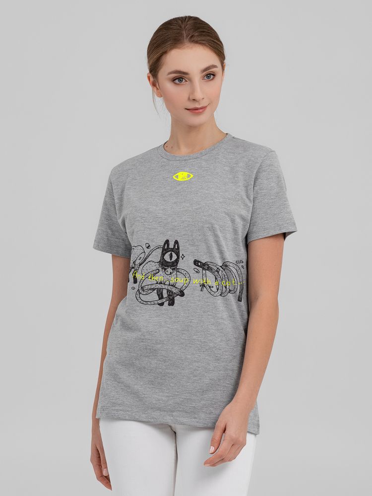Футболка с термонаклейками Meow, серый меланж / Миниатюра WWW (1000)
